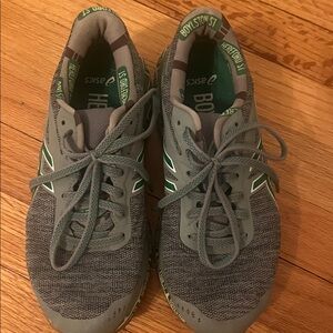 Asics Boston Marathon Gray Mint Green Athletic Cushion Gel Running Shoes - US 7